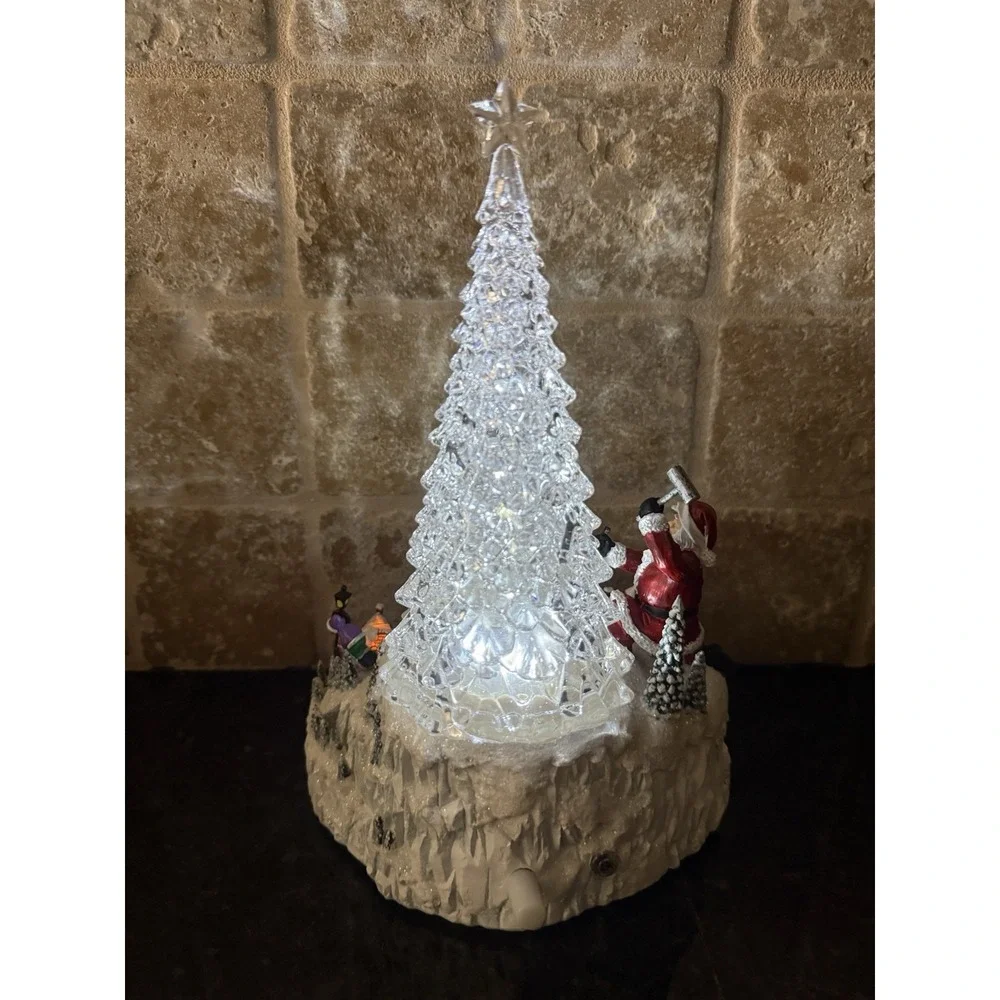 Icy Craft Christmas Tree LED Musical Scene Santa Trains 8 Songs Motion Decor NEW